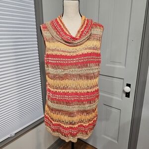 Jones New York Open Net Sleeveless Cowl Neck Top